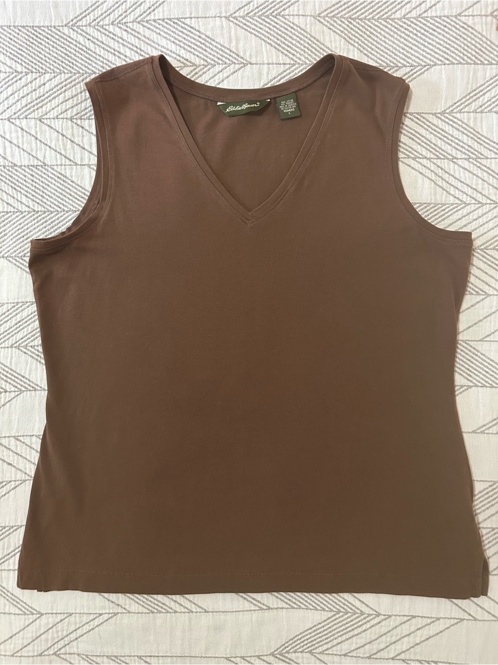 Vintage Y2K Eddie Bauer Classic Brown V-Neck Tank Top Women's Large